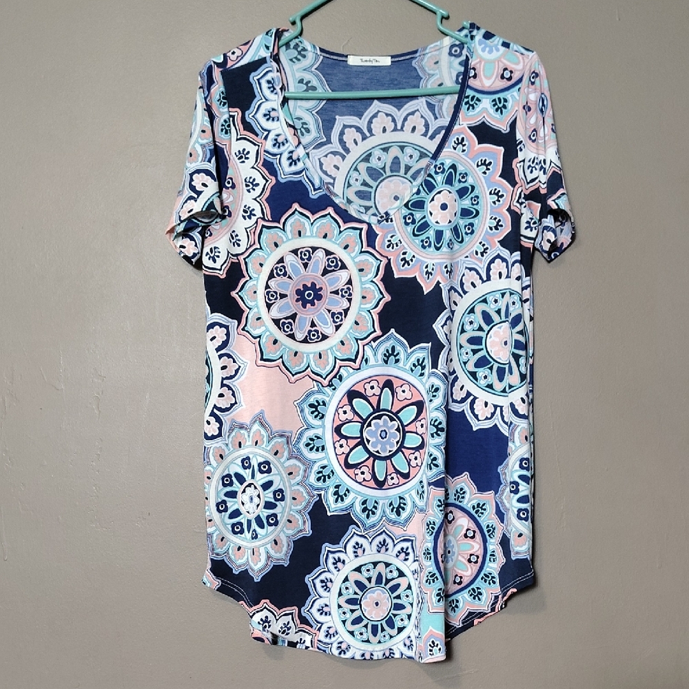 Twenty Ten Black/Navy W Patterned Blouse Approx Size M